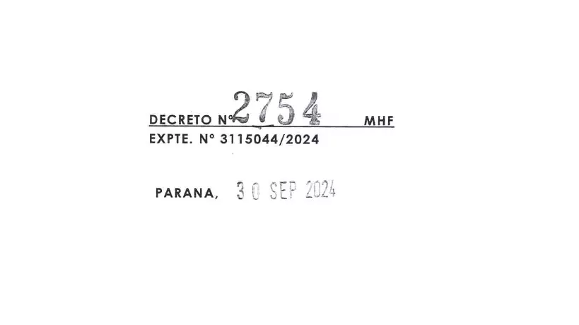 Decreto 2754/2024 M.H.F